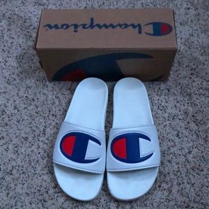 White Champion Slides
